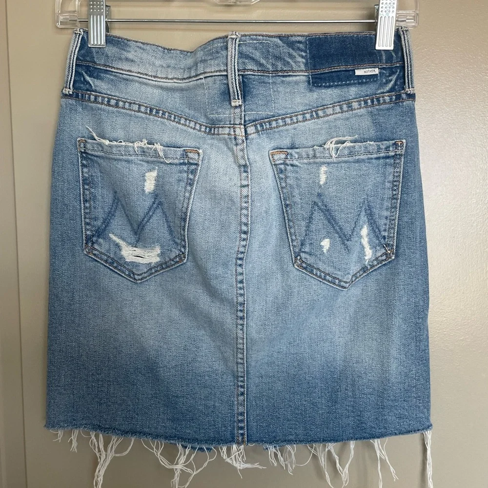 MOTHER Blue Distressed Denim Mini Skirt - Picture 3 of 5